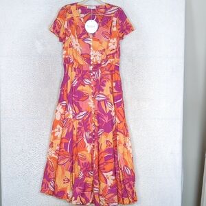Rustty Dustty Women's Colorful Floral Bohemia Crush Maxi Dress Size‎ M
